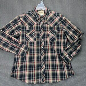 Wrangler Mens Western Fashion Snap Shirt XL Plaid 55% Cotton 45% Polyester